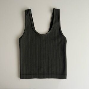 dark green ribbed crop top, xs